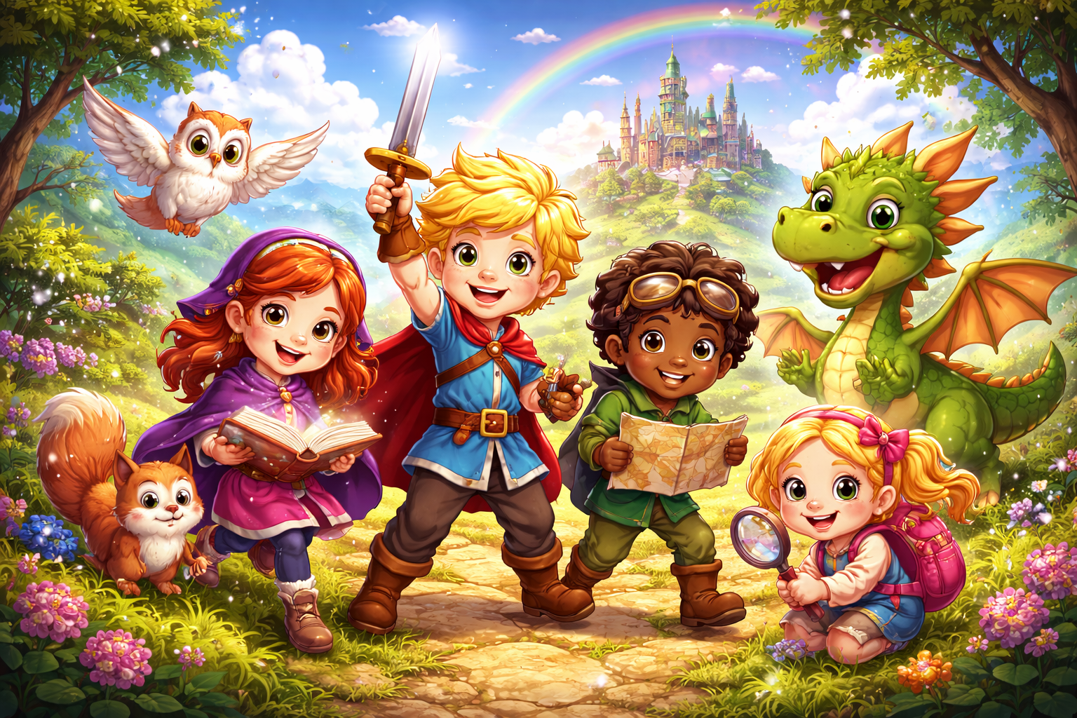 Kids dressed as fantasy adventures get ready to tell a story