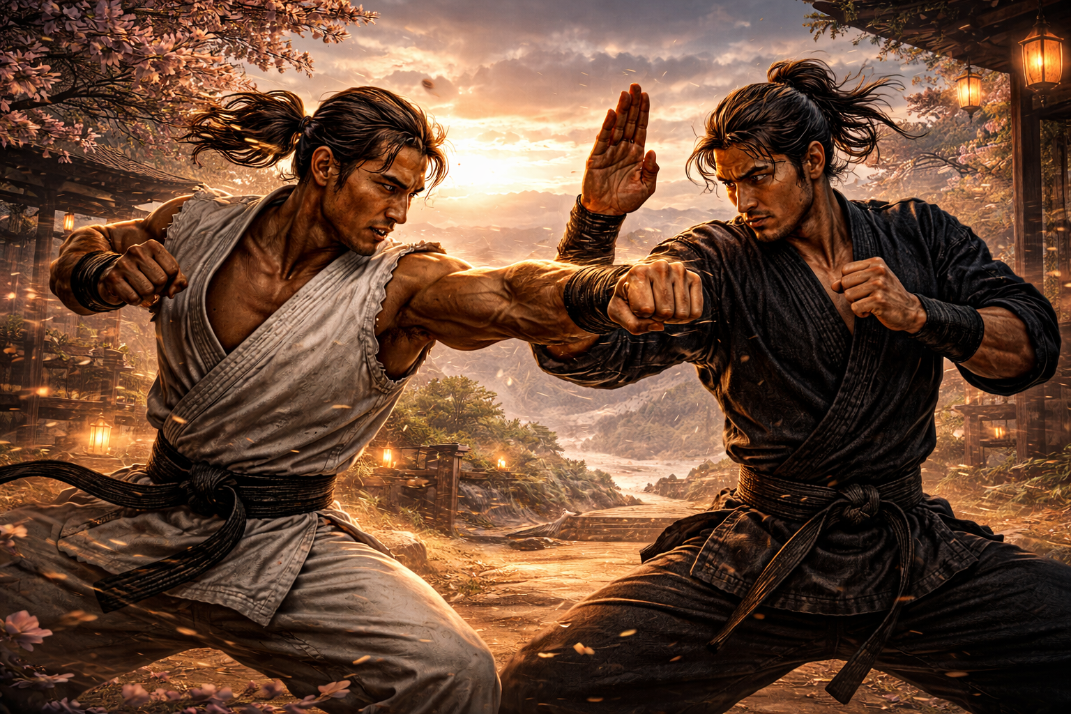 Two martial artists sparring
