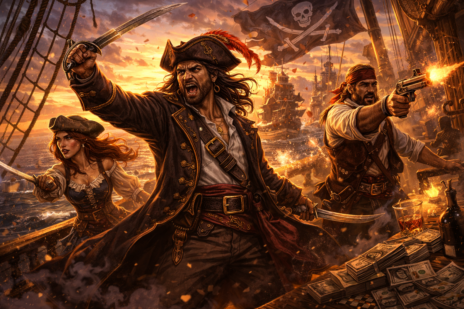 Pirates on the deck of a ship