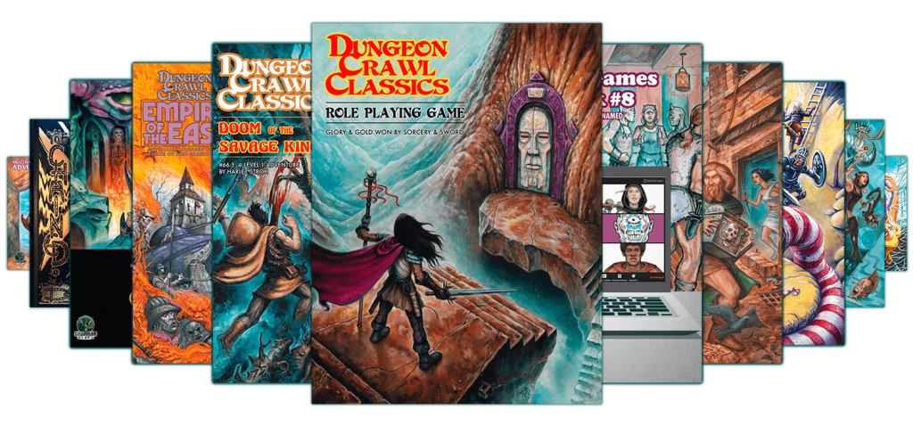 Selection of Dungeon Crawl Classic titles fanning across the image
